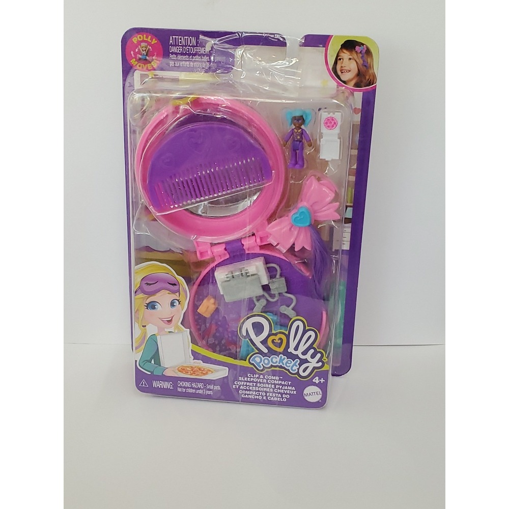 Polly Pocket Clip & Comb Sleepover Compact Mattel GVM25 Micro Doll Hair Accesory